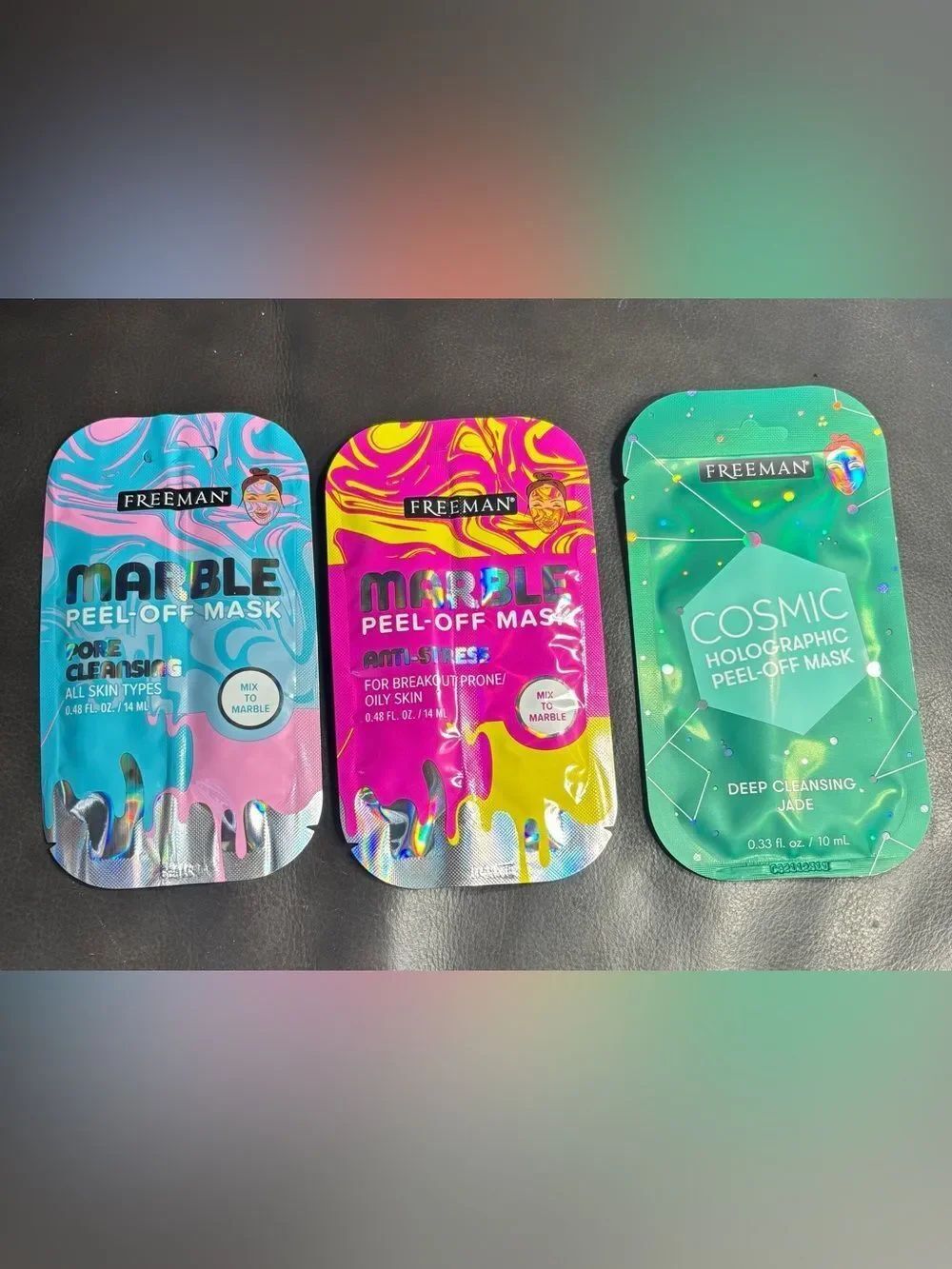 3 New Freeman Marble Peel-Off Mask - Vibrant Pink & Yellow